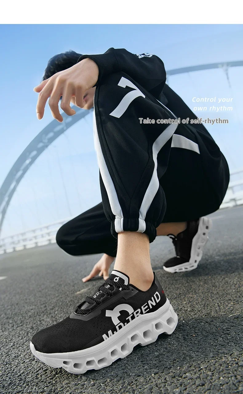 Full Palm Carbon Plate Running Youth Shock-absorbing Outdoor Mountaineering Sneakers Thick Soles Increase Mesh Racing Shoes For