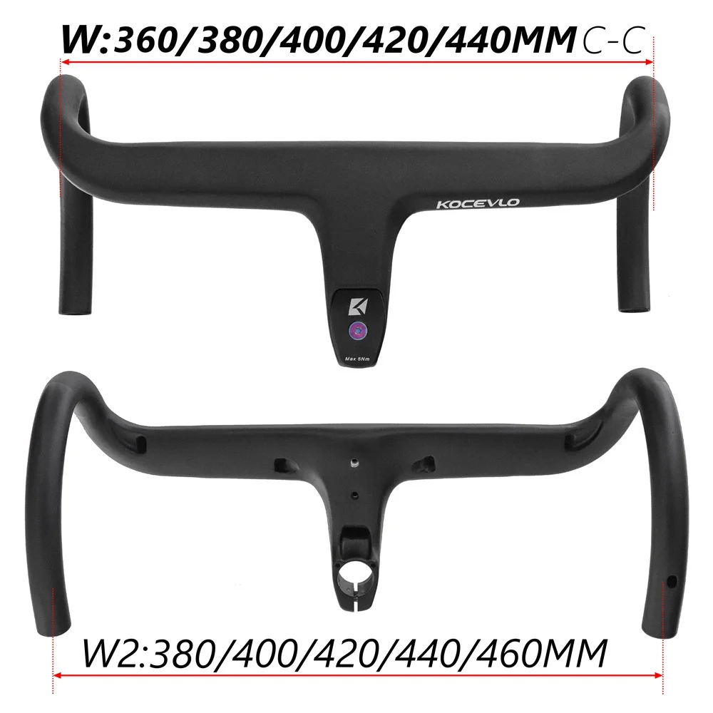 KOCEVLO Internal Cable Road Bike Carbon Fiber Handlebar Integrated Bicycle Drop Bar With Computer Mount and Washers Accessories