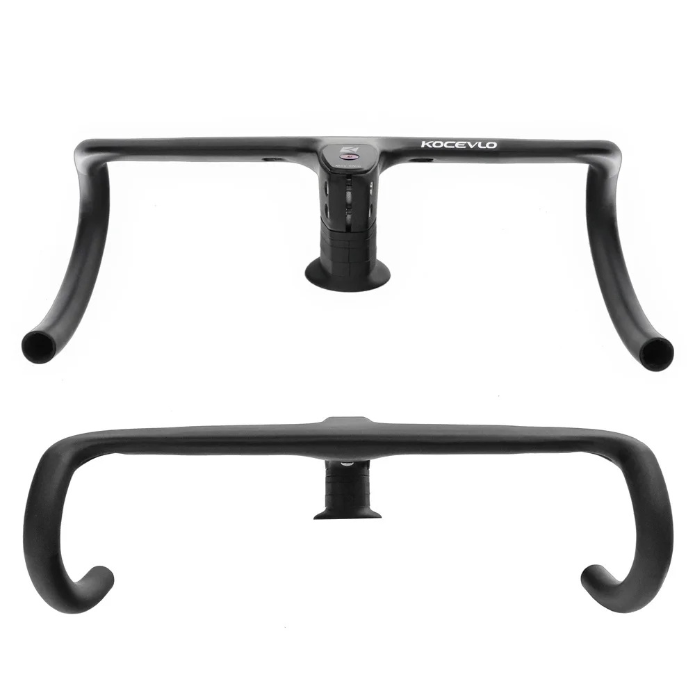 KOCEVLO Internal Cable Road Bike Carbon Fiber Handlebar Integrated Bicycle Drop Bar With Computer Mount and Washers Accessories