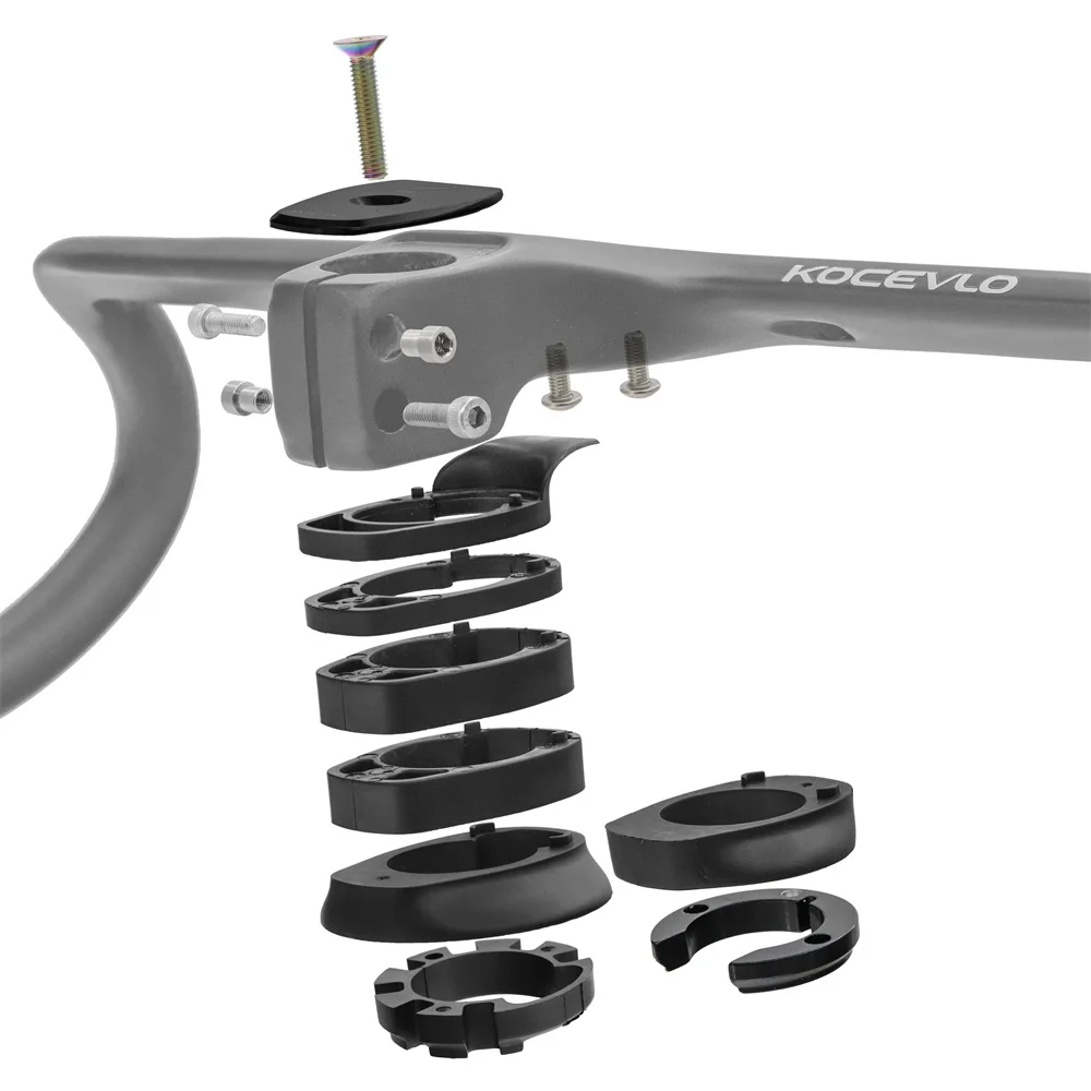 KOCEVLO Internal Cable Road Bike Carbon Fiber Handlebar Integrated Bicycle Drop Bar With Computer Mount and Washers Accessories