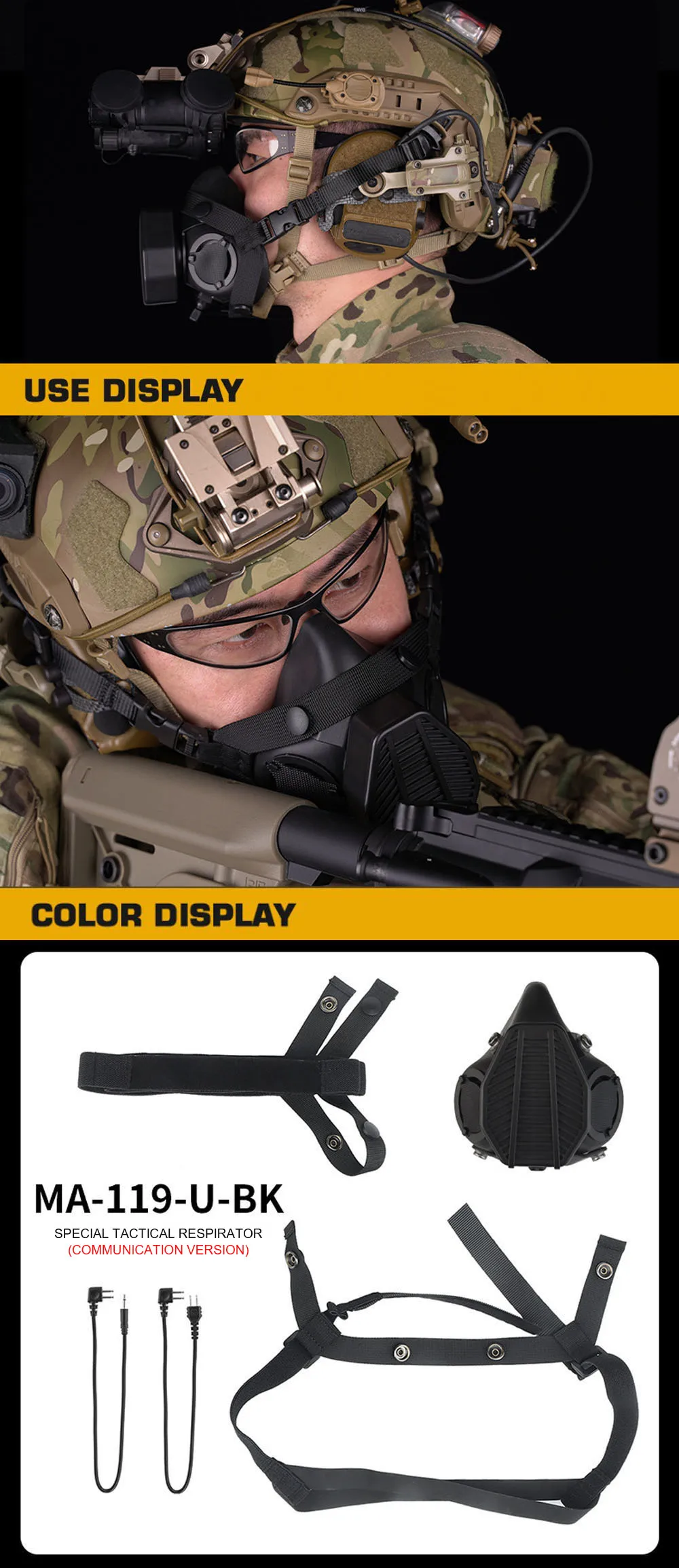 SOTR Tactical Respirator Mask Built-in Microphone Communication Special Operations Half-mask Replaceable Filter CS Airsoft Masks