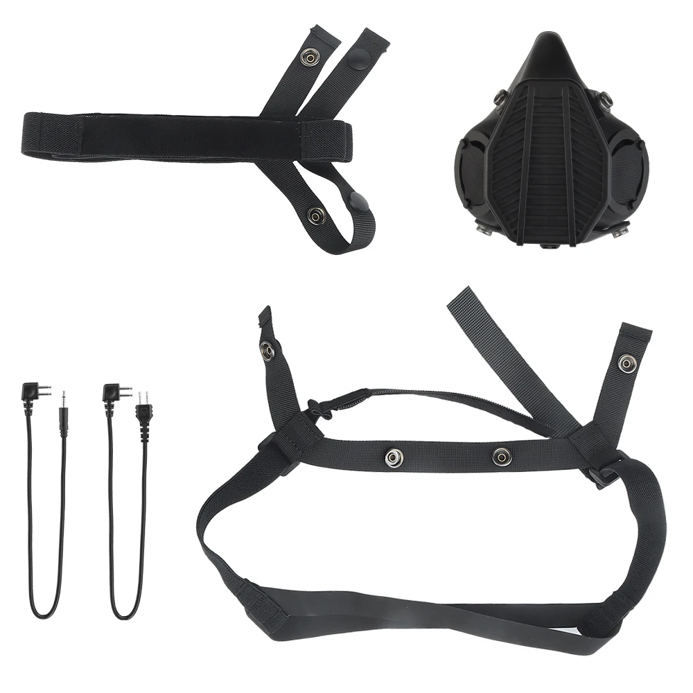 SOTR Tactical Respirator Mask Built-in Microphone Communication Special Operations Half-mask Replaceable Filter CS Airsoft Masks