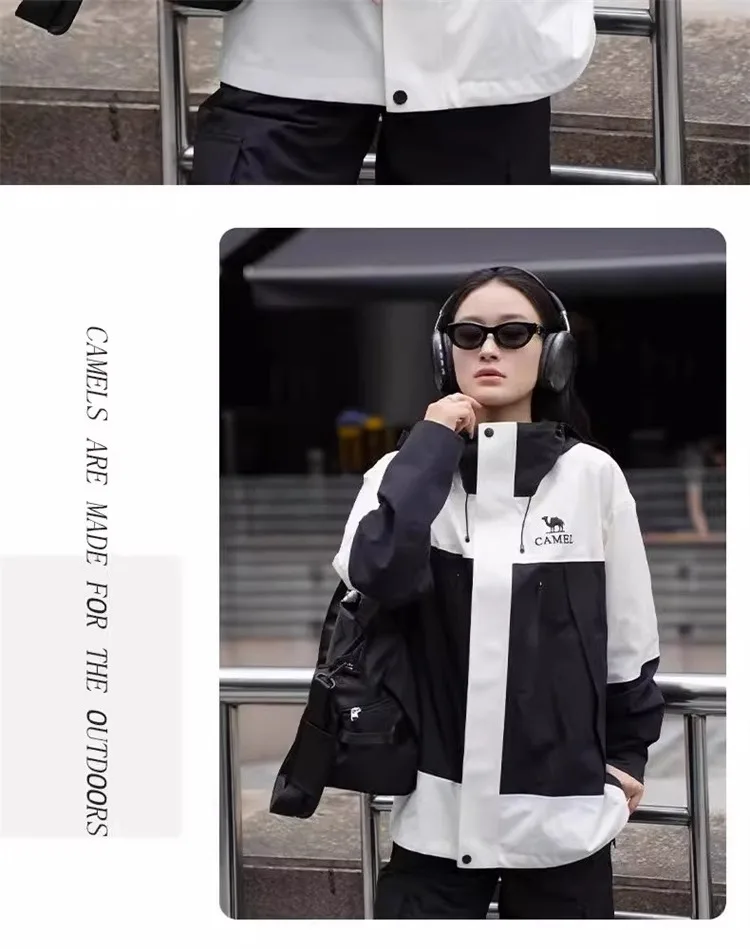 GOLDEN CAMEL Outdoor Hiking Jackets Men Women Three-in-one Windbreaker Waterproof Fleece Jacket for Women Mountaineering Clothes