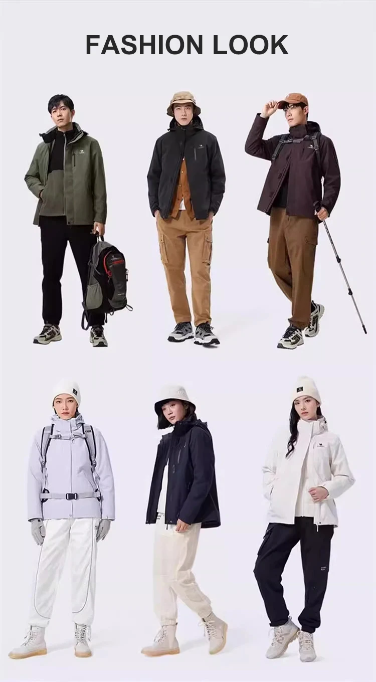 GOLDEN CAMEL Outdoor Hiking Jackets Men Women Three-in-one Windbreaker Waterproof Fleece Jacket for Women Mountaineering Clothes