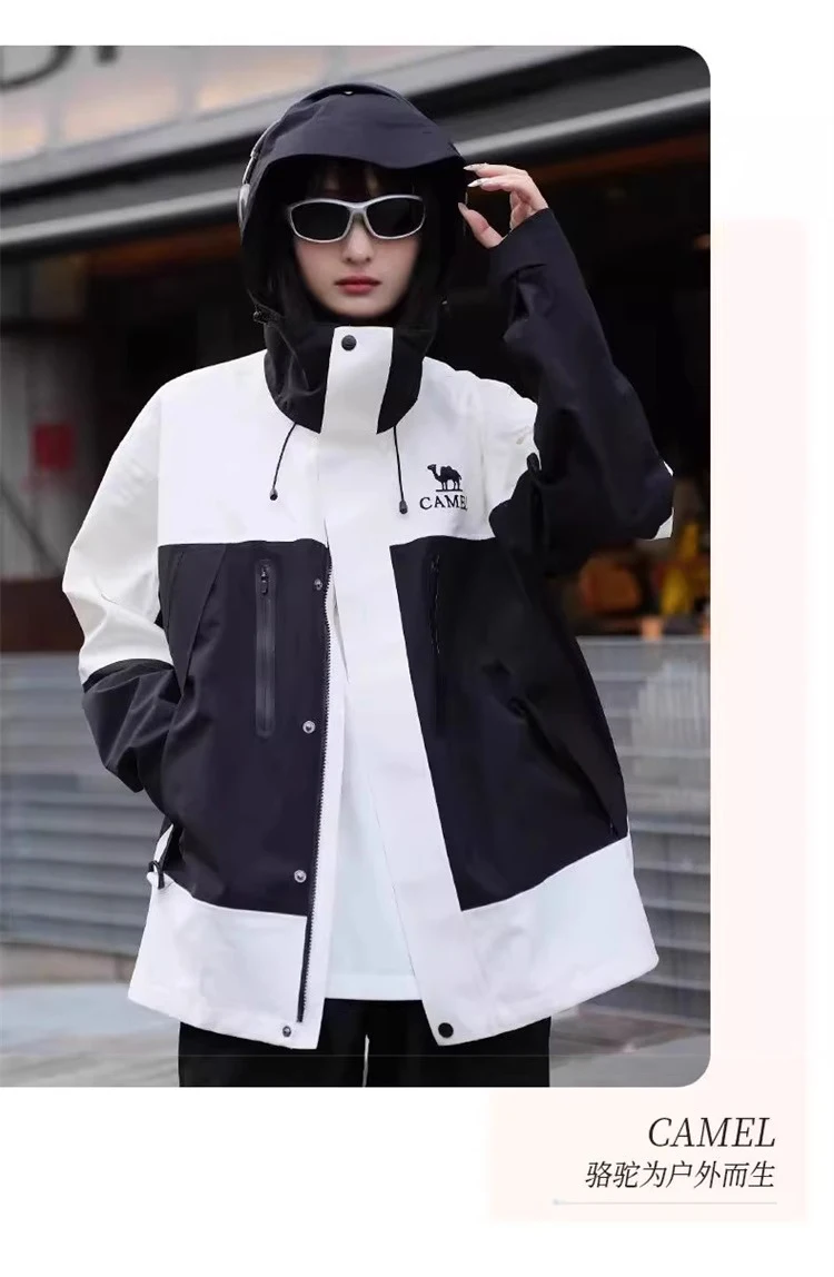 GOLDEN CAMEL Outdoor Hiking Jackets Men Women Three-in-one Windbreaker Waterproof Fleece Jacket for Women Mountaineering Clothes