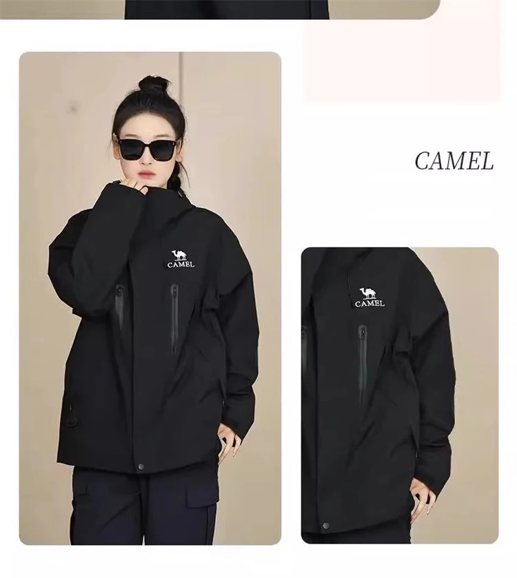 GOLDEN CAMEL Outdoor Hiking Jackets Men Women Three-in-one Windbreaker Waterproof Fleece Jacket for Women Mountaineering Clothes