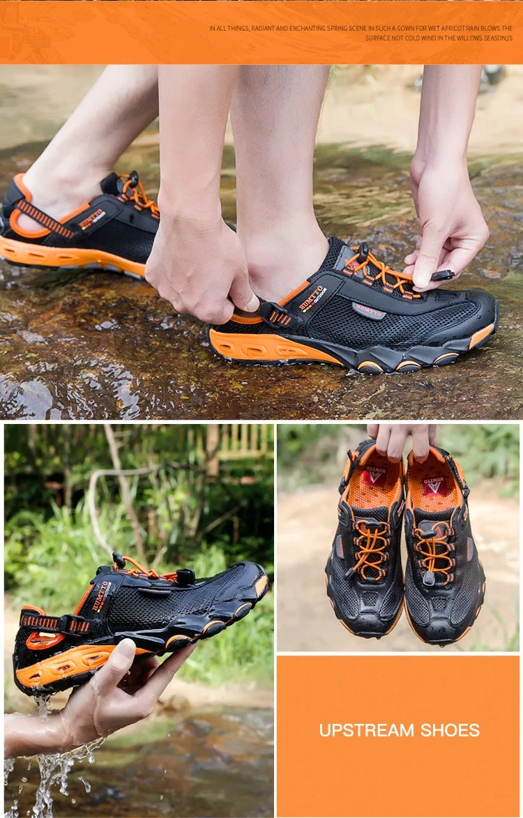 HUMTTO Men Upstream Shoes Outdoor Trekking Wading Aqua Shoes Breathable Mesh Quick Drying Ankle Women Water Sneakers Non-slip