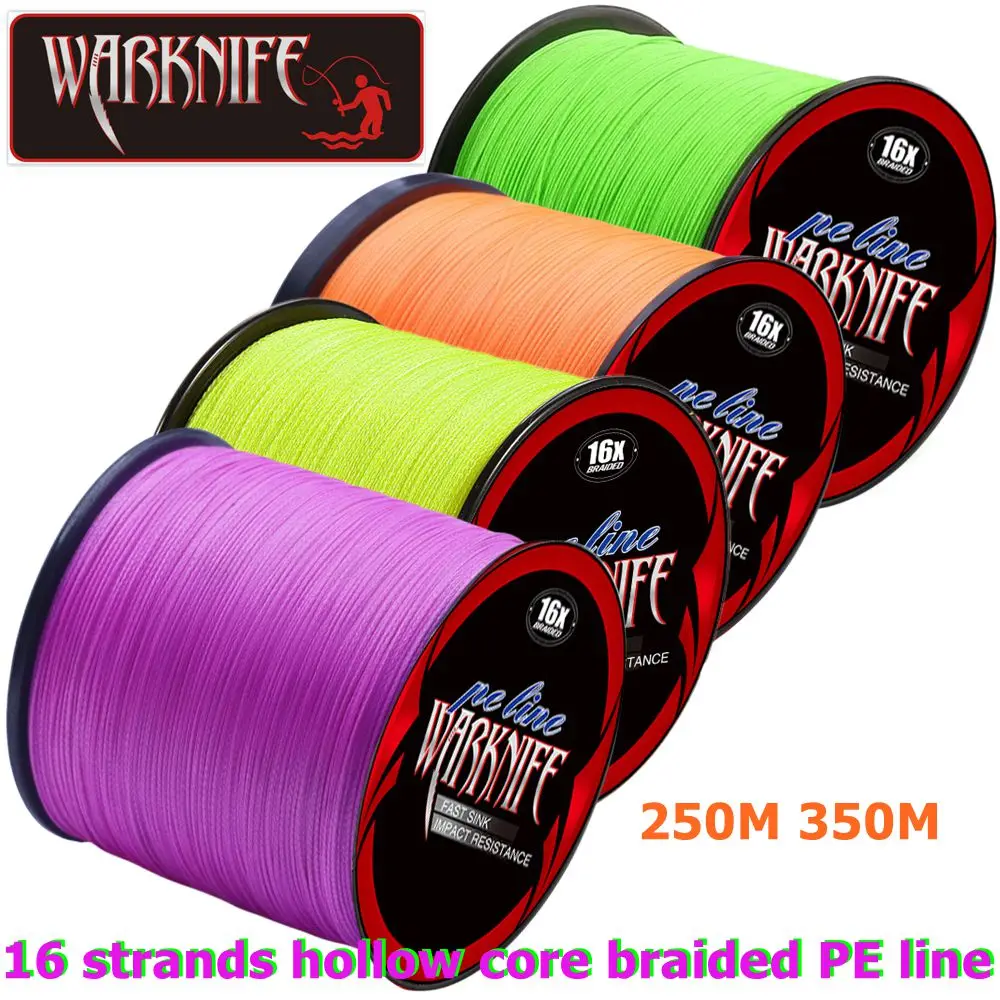Warknife 16 Strands 250M 350M Hollow Core PE Braid Extreme Japan Braided Fishing Line 20LBs-500LBs Fishing Assist Line Fish Line