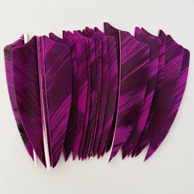 50Pcs 3 Inch Arrow Feathers Fletching Shield Cut Right Wing Ink Painting Turkey Feather Vanes Archery DIY Accessories