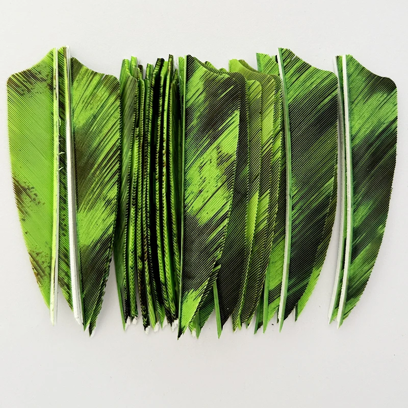 50Pcs 3 Inch Arrow Feathers Fletching Shield Cut Right Wing Ink Painting Turkey Feather Vanes Archery DIY Accessories