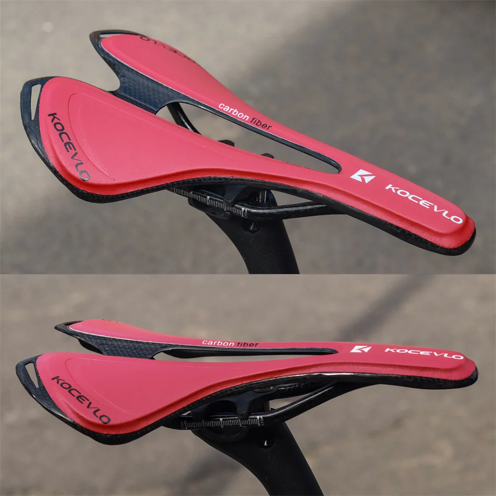 KOCEVLO Carbon Saddle T800 Carbonfiber+Leather Fiber Ultralight Road Bicycle MTB Bike Saddle Seat