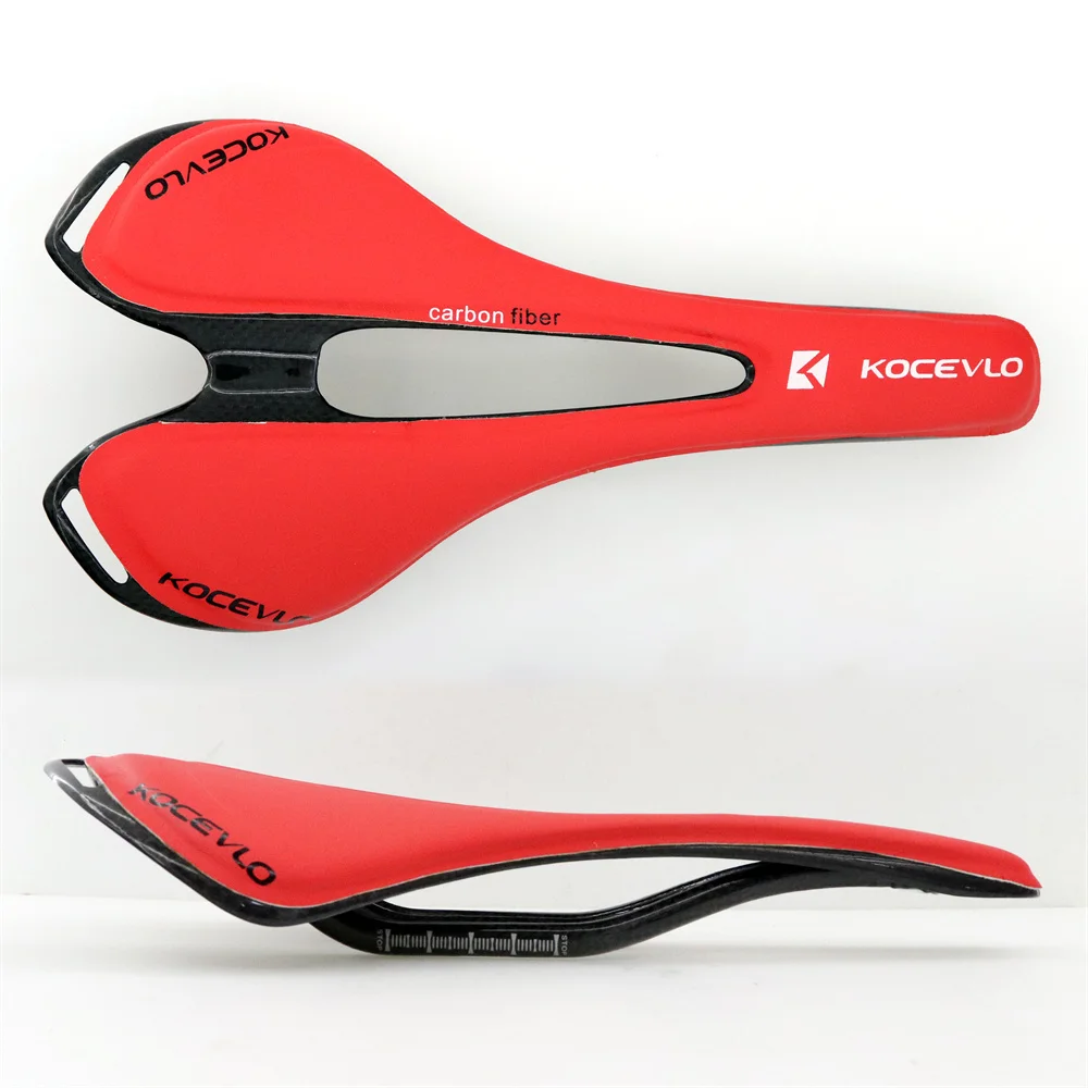 KOCEVLO Carbon Saddle T800 Carbonfiber+Leather Fiber Ultralight Road Bicycle MTB Bike Saddle Seat
