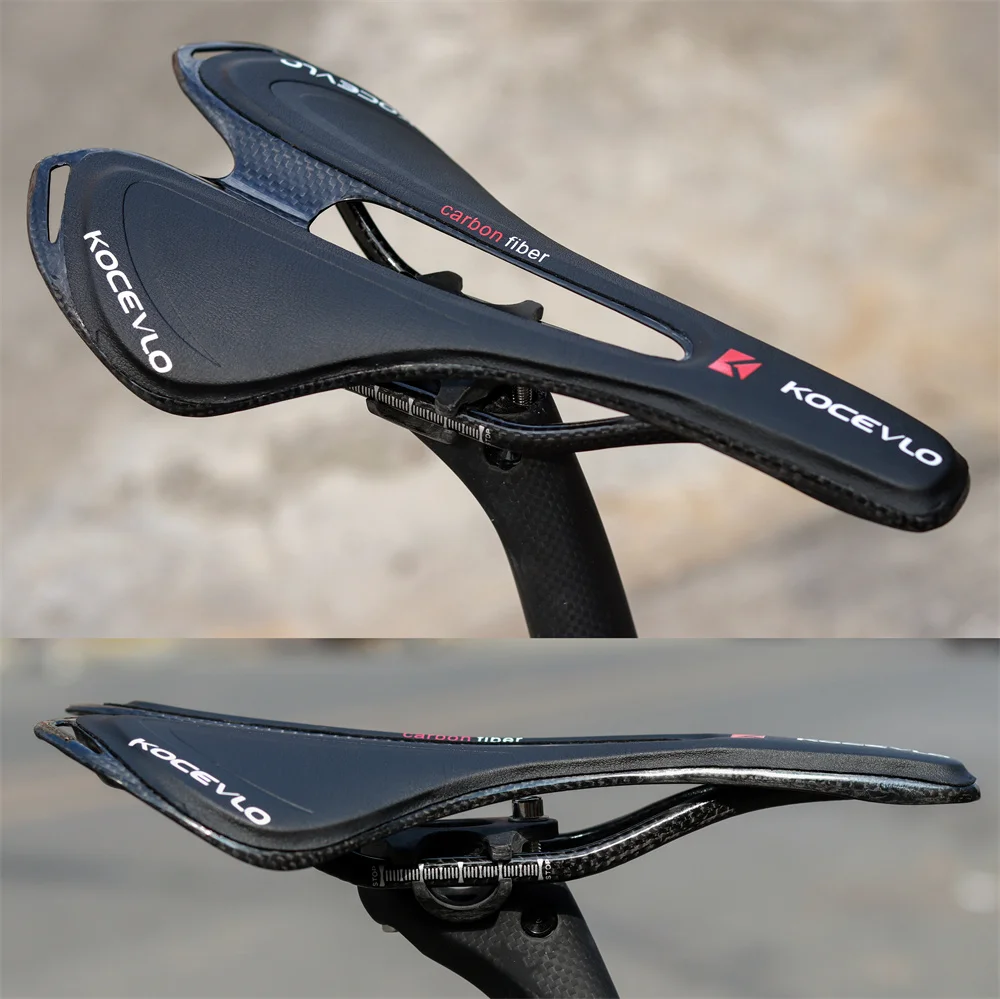 KOCEVLO Carbon Saddle T800 Carbonfiber+Leather Fiber Ultralight Road Bicycle MTB Bike Saddle Seat
