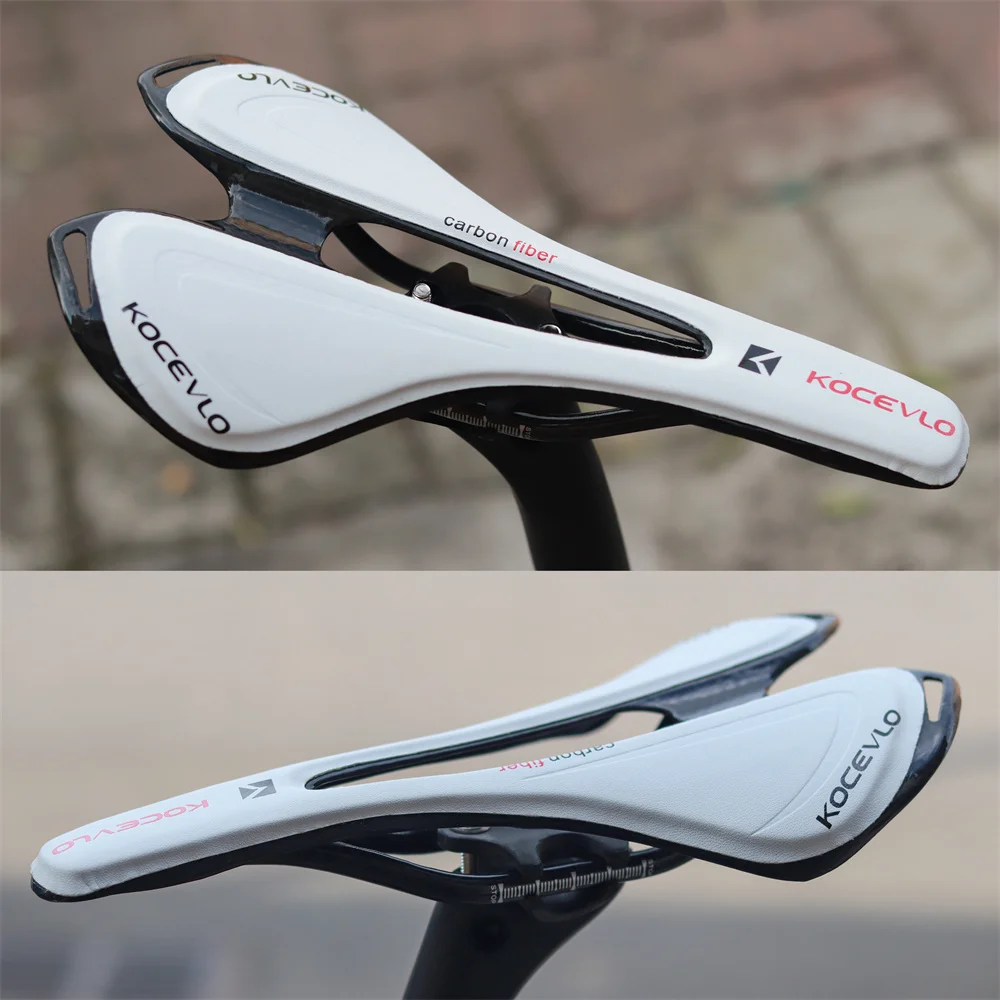 KOCEVLO Carbon Saddle T800 Carbonfiber+Leather Fiber Ultralight Road Bicycle MTB Bike Saddle Seat