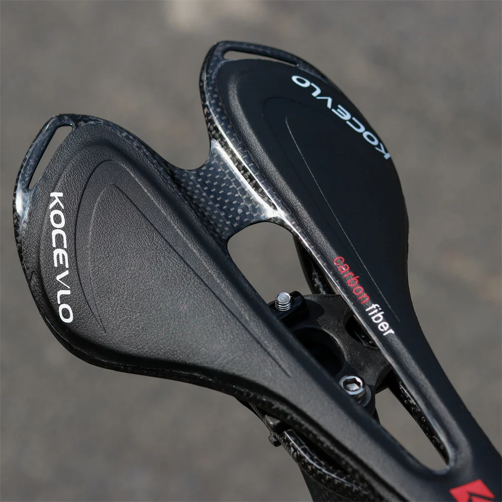 KOCEVLO Carbon Saddle T800 Carbonfiber+Leather Fiber Ultralight Road Bicycle MTB Bike Saddle Seat