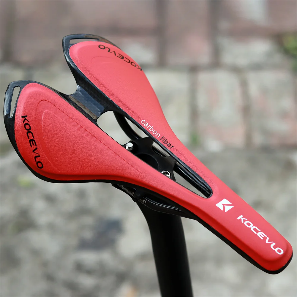 KOCEVLO Carbon Saddle T800 Carbonfiber+Leather Fiber Ultralight Road Bicycle MTB Bike Saddle Seat