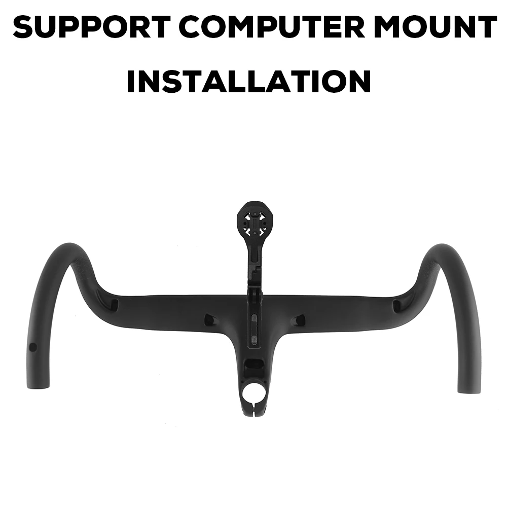 Carbon Fiber Integrated Handlebar for Road Bike, Black Matte, 28.6mm with Spacers, Cycling Parts, Bicycle Accessories