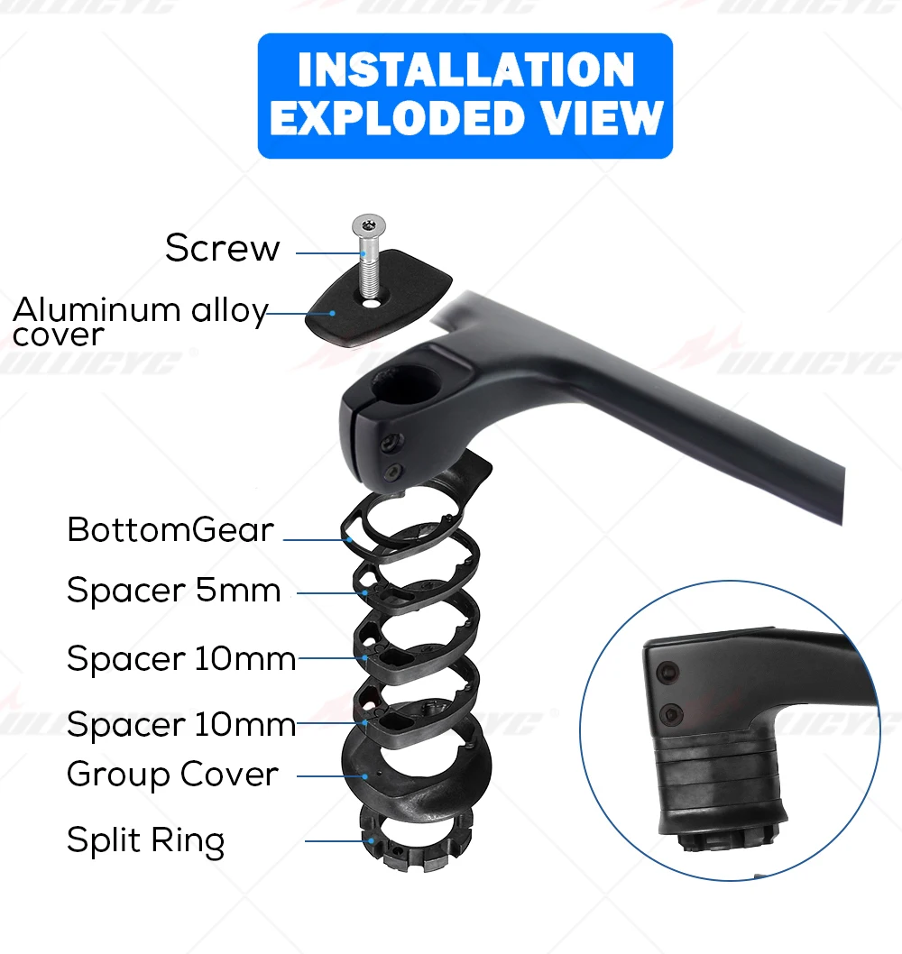 Carbon Fiber Integrated Handlebar for Road Bike, Black Matte, 28.6mm with Spacers, Cycling Parts, Bicycle Accessories