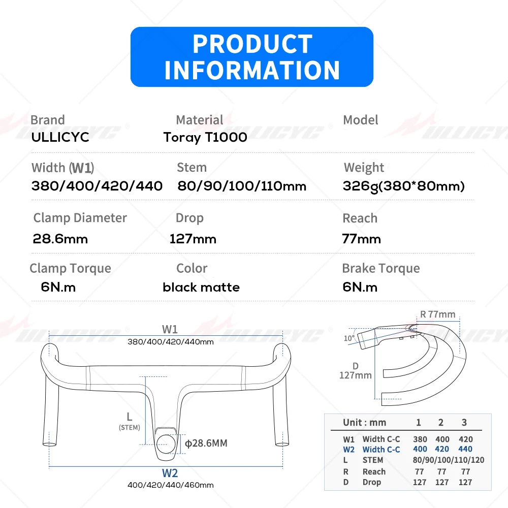 Carbon Fiber Integrated Handlebar for Road Bike, Black Matte, 28.6mm with Spacers, Cycling Parts, Bicycle Accessories