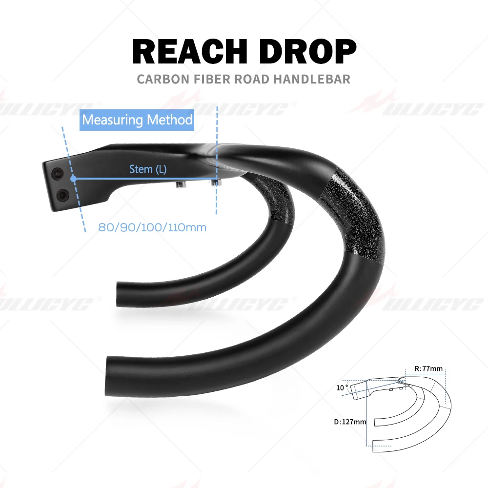 Carbon Fiber Integrated Handlebar for Road Bike, Black Matte, 28.6mm with Spacers, Cycling Parts, Bicycle Accessories