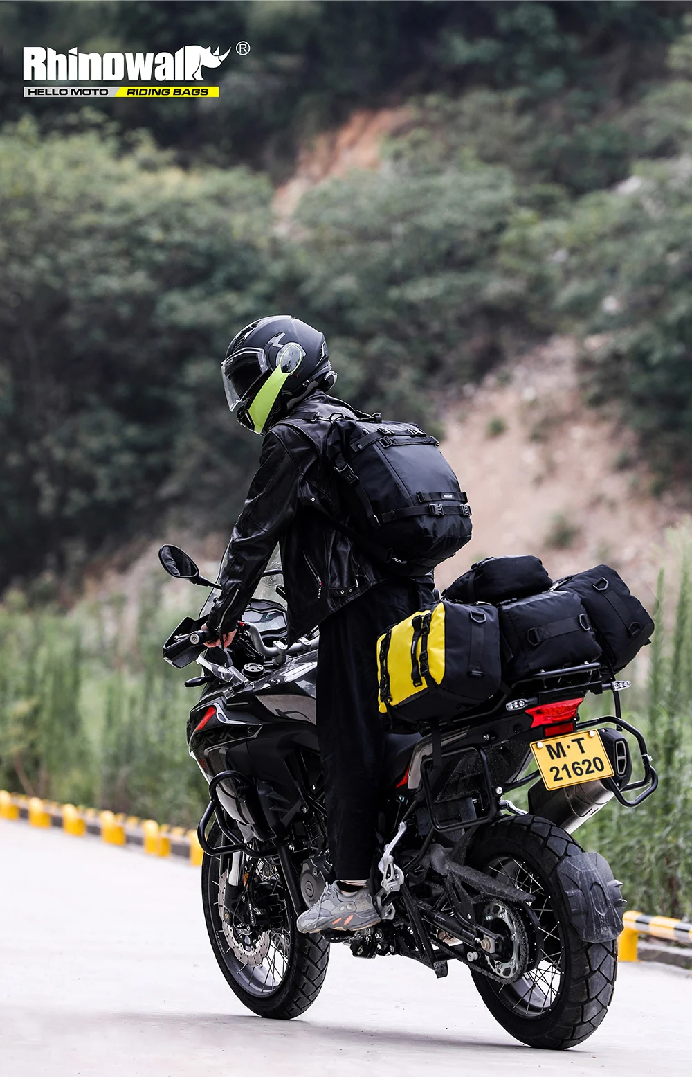 Rhinowalk Motorcycle Back Seat Bag 10L/20L/ 30L Waterproof Motor Side Tail Pannier Bag Luggage Backpack with Rainproof Inner Bag