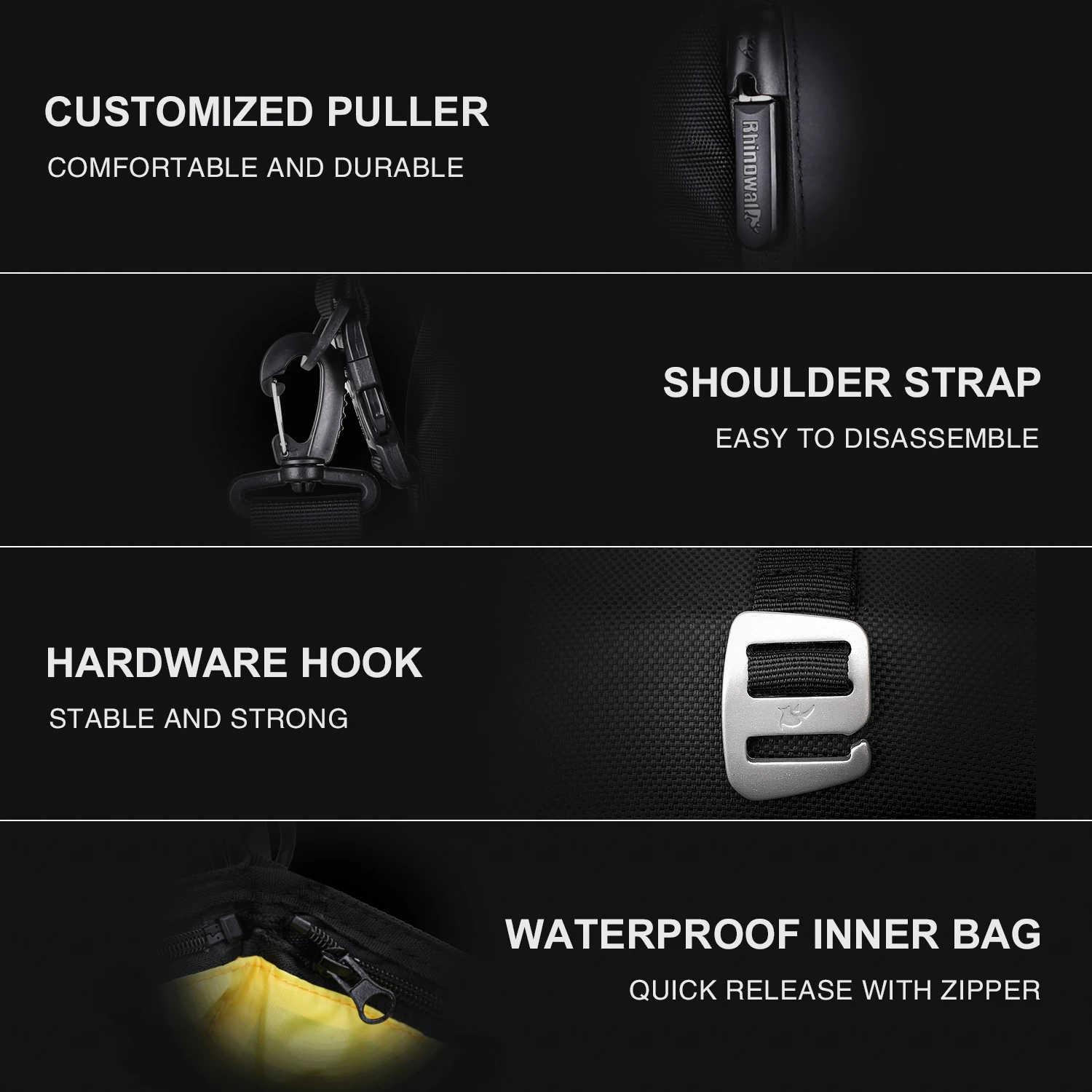 Rhinowalk Motorcycle Back Seat Bag 10L/20L/ 30L Waterproof Motor Side Tail Pannier Bag Luggage Backpack with Rainproof Inner Bag