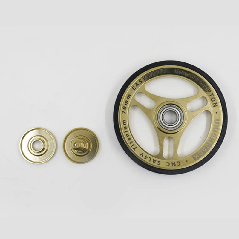 1pair titanium easywheel 70mm Ultra-light anodized push wheel for brompton titanium wheel for birdy unionjack