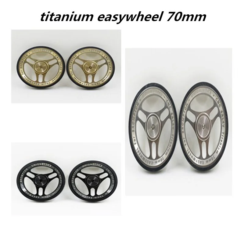 1pair titanium easywheel 70mm Ultra-light anodized push wheel for brompton titanium wheel for birdy unionjack