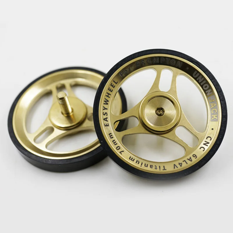 1pair titanium easywheel 70mm Ultra-light anodized push wheel for brompton titanium wheel for birdy unionjack