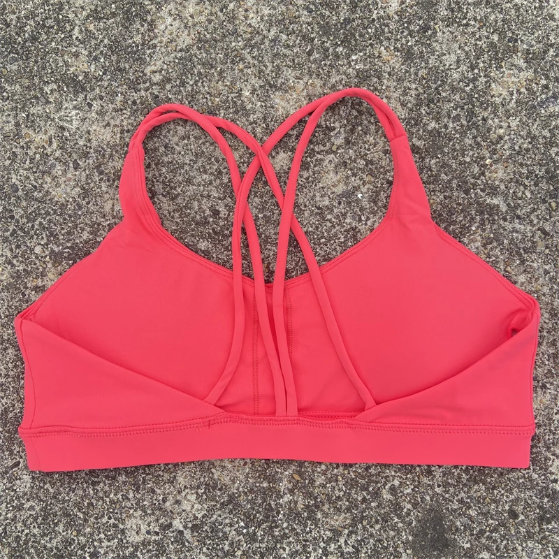 Women Cross Straps Sports Bra Gym Workout Crop Top Yoga Vest High Impact Fitness Bralette Push Up Running Tight Padded Underwear