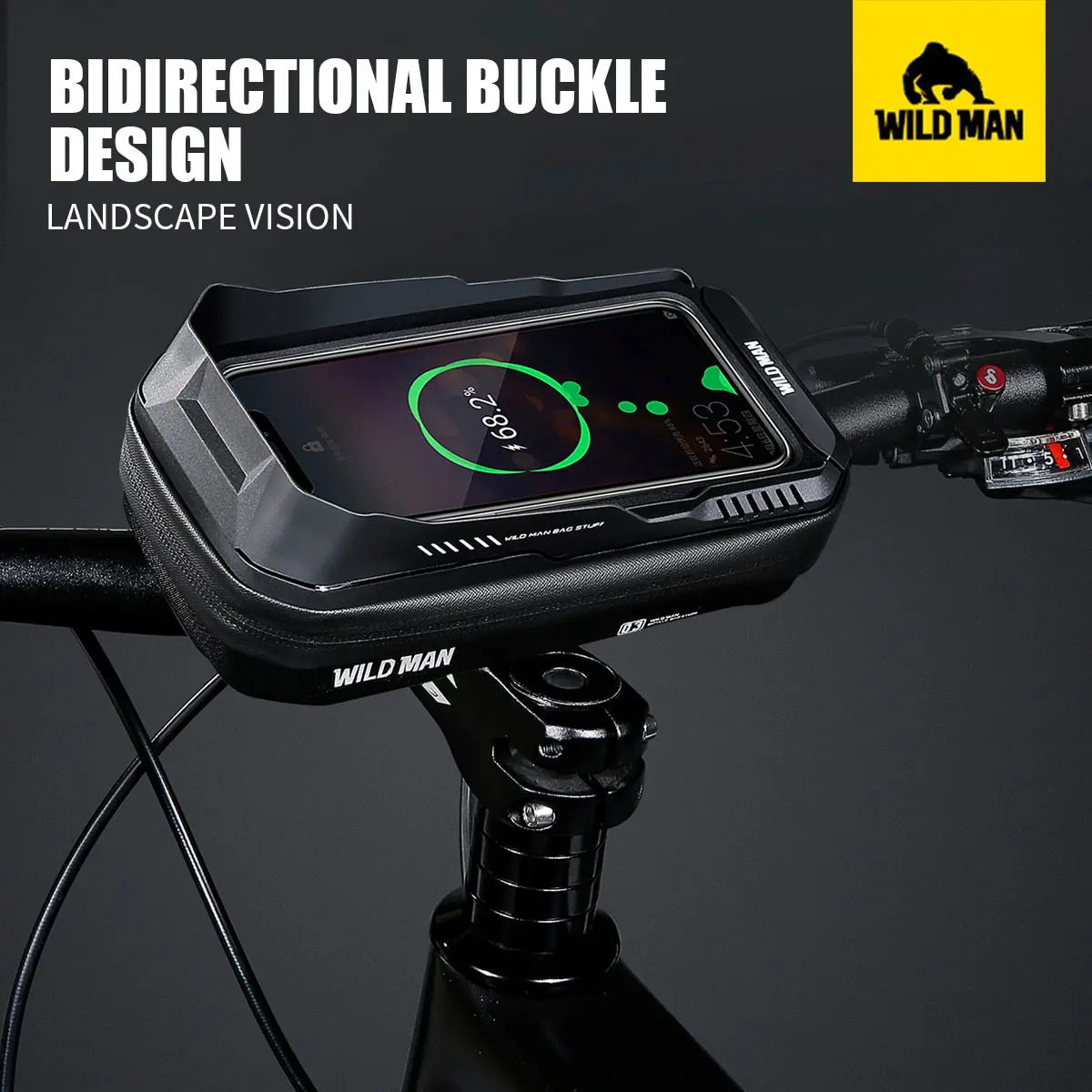 WILD MAN XT3 Bicycle Phone Bag Quick Release Handlebar Stem Mount TPU Touchscreen Window Hard Shell Zipper Storage Cycling Pouch