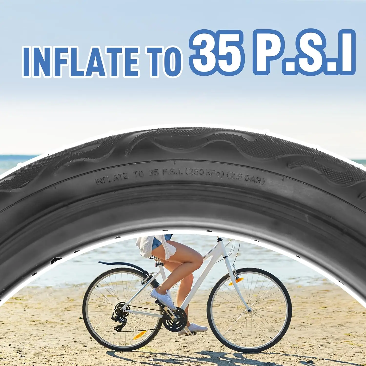ZUKKA 2 Pack Bike Tire for Cruiser Bike 20/24/26 Inch  Flame Pattern Thread Bicycle Tire for MTB Cruiser Bicycle Black