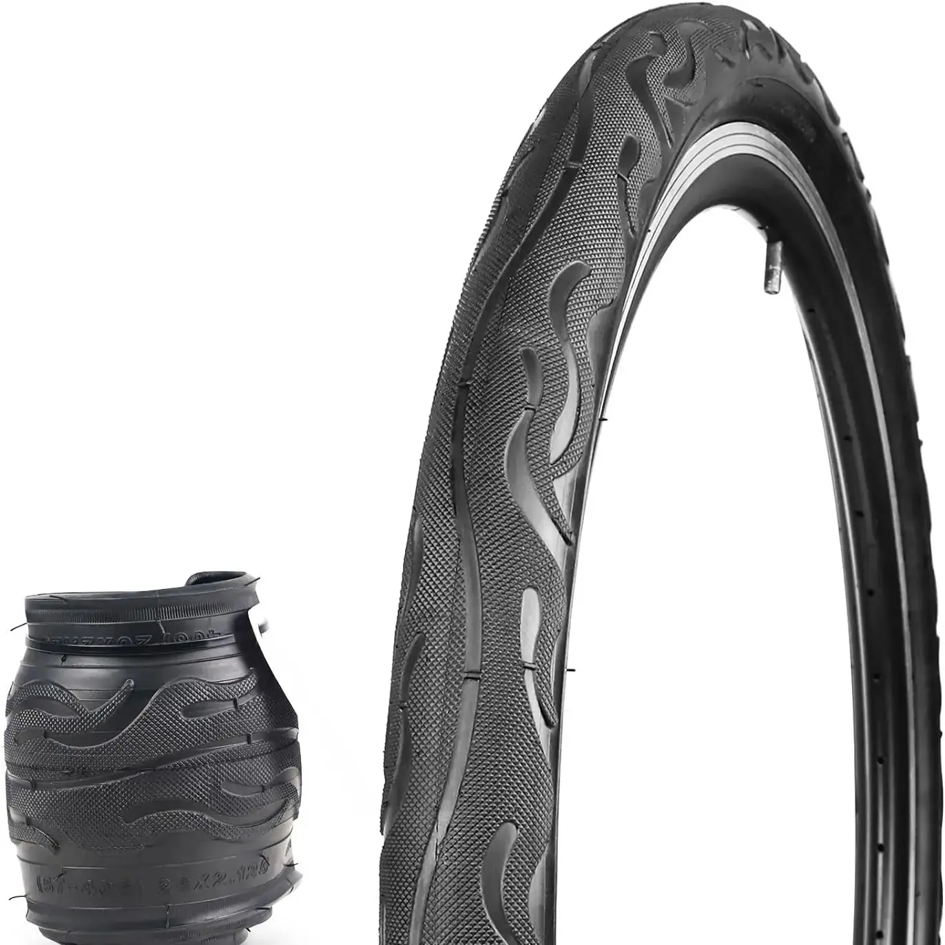 ZUKKA 2 Pack Bike Tire for Cruiser Bike 20/24/26 Inch  Flame Pattern Thread Bicycle Tire for MTB Cruiser Bicycle Black