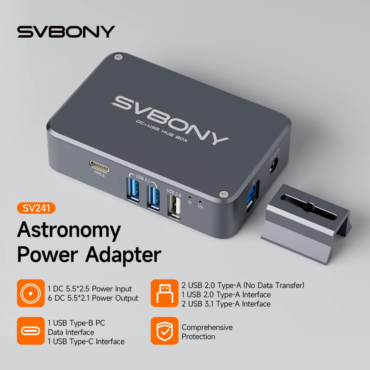 Svbony SV241 Astronomy Micro DC+USB HUB Box USB3.1 High-speed Readout Output & Type-C Interface for Astrophotography