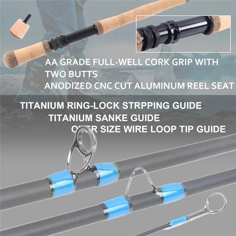 Maximumcatch 10'6''/10'9''/11'/11'6'' 4-9WT Switch Fly Rod With Changable Fighting Butts Fly Fishing Rod