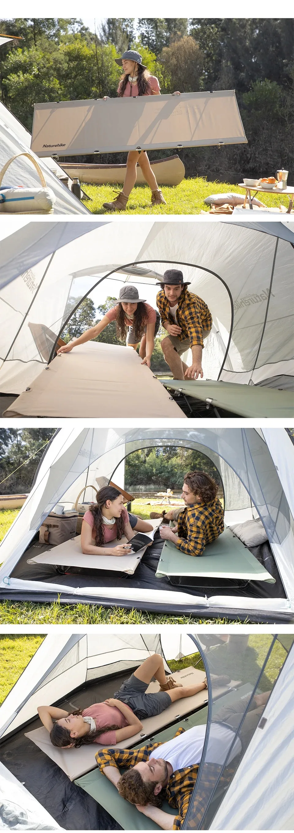 Naturehike Xjc05 Camping Bed 1 Person Easy Build Folding Bed Portable 150Kg Load Fold Up Bed Outdoor Light Travel Sleeping Cot