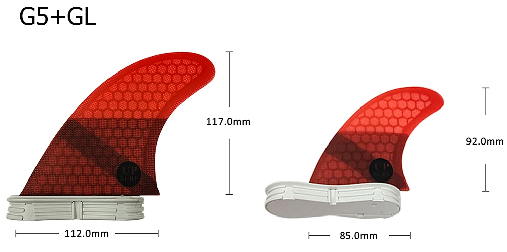 M+GL/UK2.1 Surf Quad Fins UPSURF FCS 2 Fins Honeycomb Fiberglass Top Performance Core Surfboard Fins Quad Set Quilha Surf 4 Fins