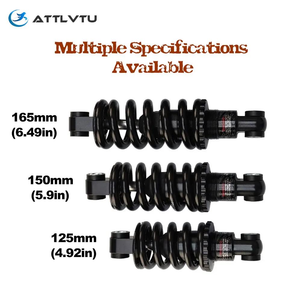 AttLvTu-Bike Rear Shock Absorber, Spring, MTB, 125mm, 150mm, 165mm, GS-121A, 100 to 2000 lbs, Suspension Damper