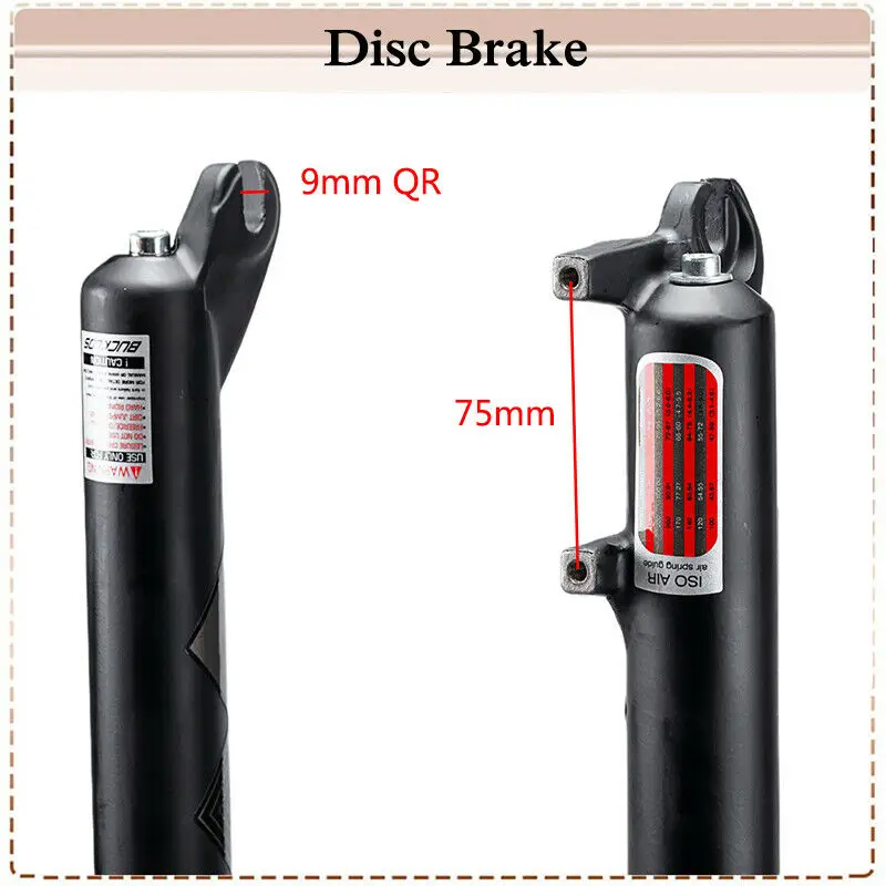 BUCKLOS Fat Bike Fork 26inch 4.0'' Tire Mountain Bike Air Suspension Fork 9*135mm Quick Release Snow Bike Fork Bicycle Parts