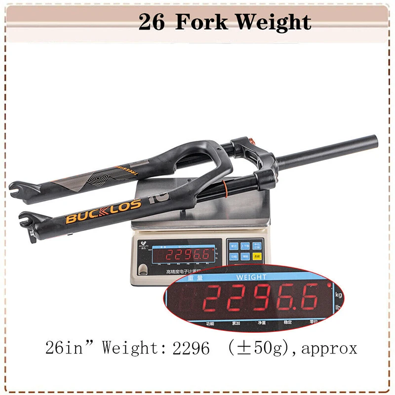 BUCKLOS Fat Bike Fork 26inch 4.0'' Tire Mountain Bike Air Suspension Fork 9*135mm Quick Release Snow Bike Fork Bicycle Parts