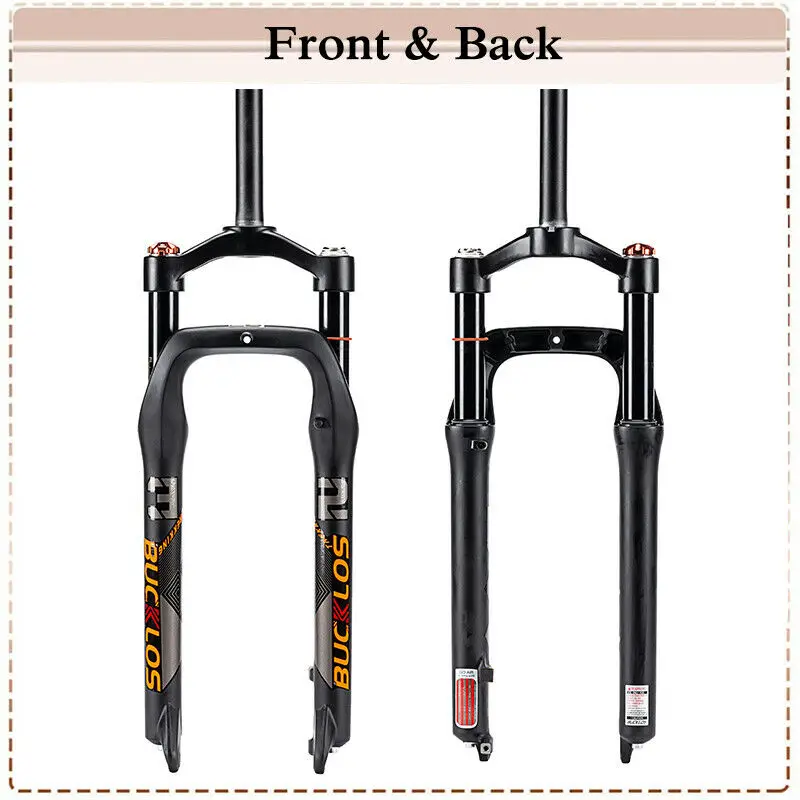 BUCKLOS Fat Bike Fork 26inch 4.0'' Tire Mountain Bike Air Suspension Fork 9*135mm Quick Release Snow Bike Fork Bicycle Parts