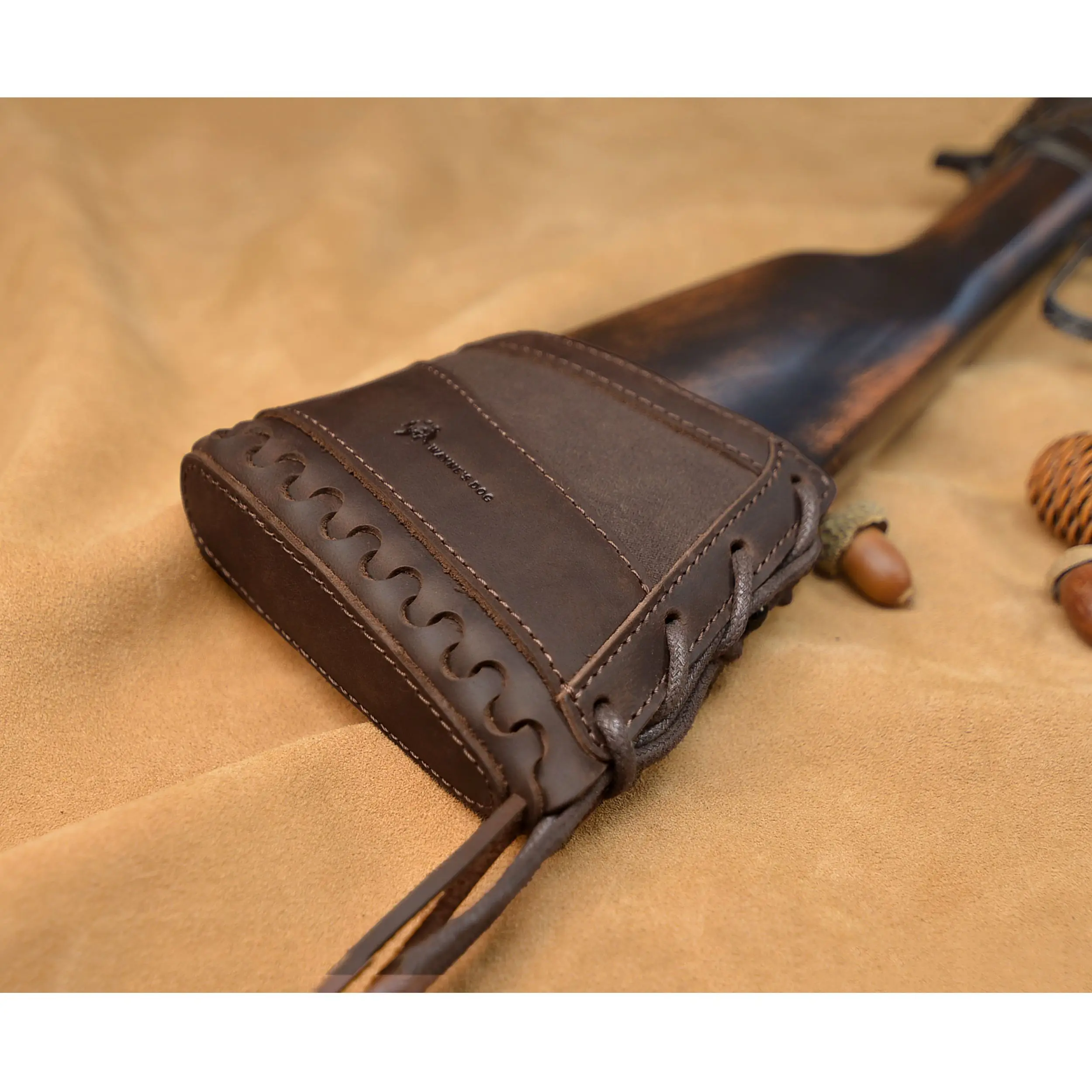 Wayne' Dog Canvas Leather Hunting Gun Recoil Pad for Rifle and Shotgun Buttstock Butt Pad Cover
