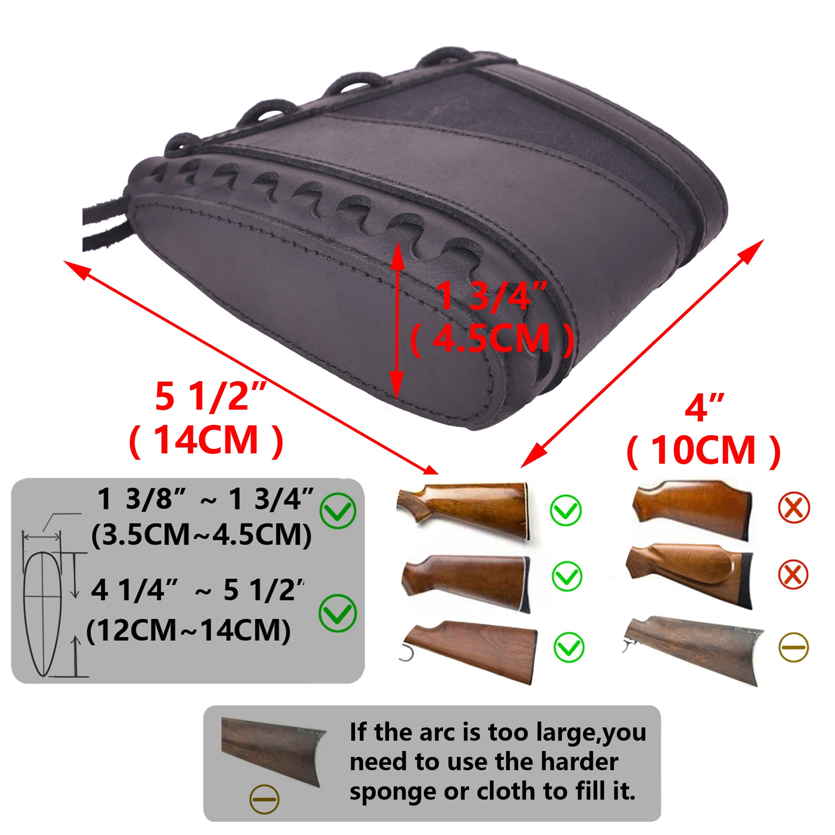 Wayne' Dog Canvas Leather Hunting Gun Recoil Pad for Rifle and Shotgun Buttstock Butt Pad Cover