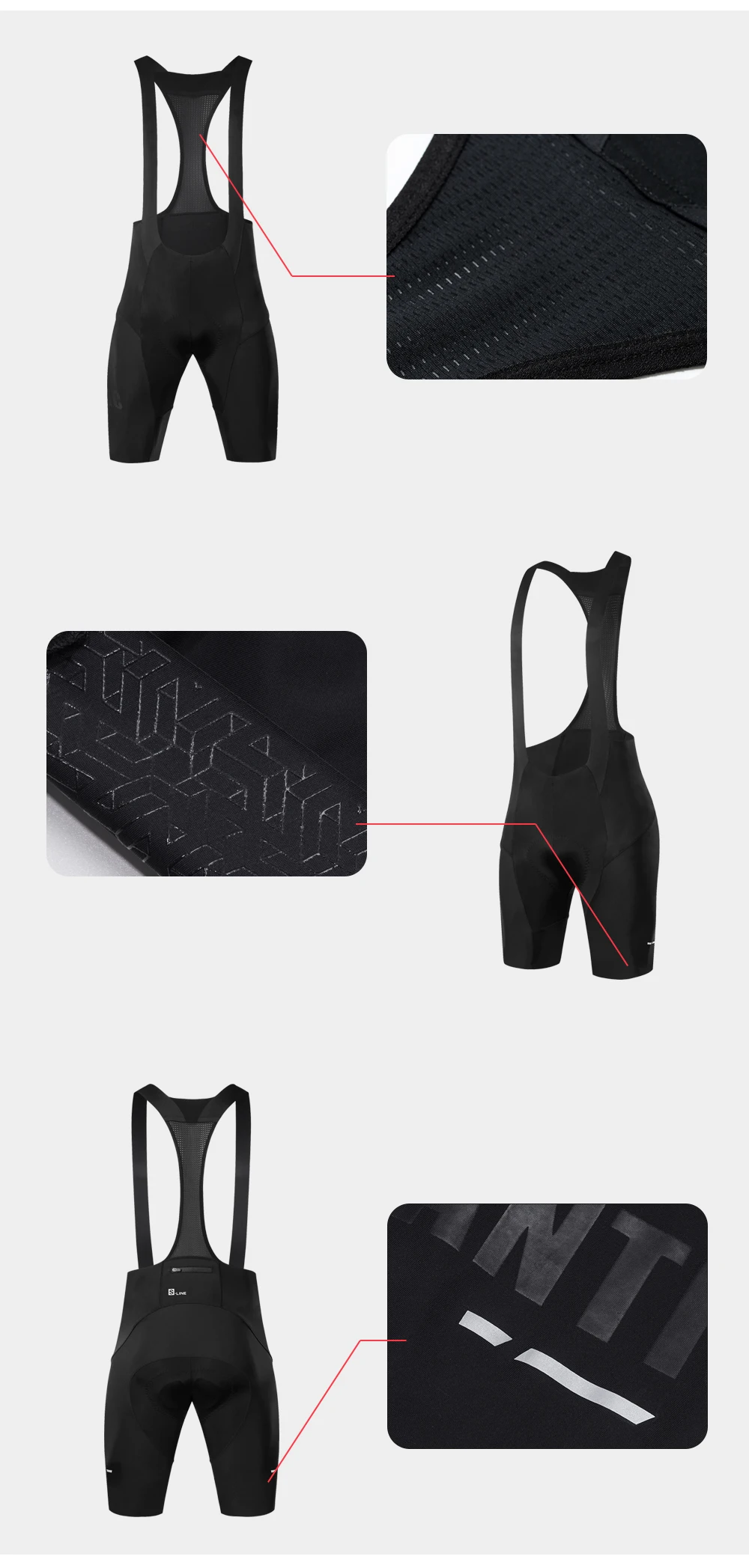 Santic Men's Cycling Bib Shorts Imported Cushion Cycling Outdoor Cycling Wear High Elastic Reflective