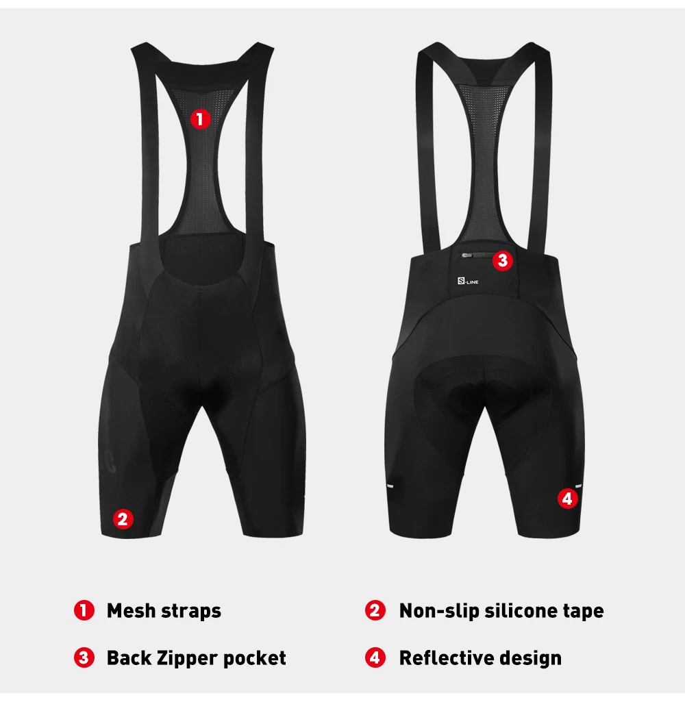 Santic Men's Cycling Bib Shorts Imported Cushion Cycling Outdoor Cycling Wear High Elastic Reflective