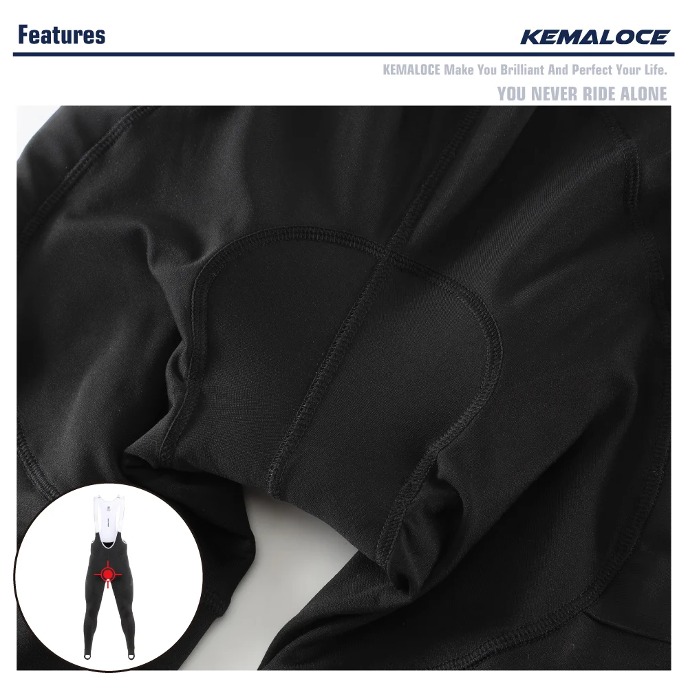 KEMALOCE Men Cycling Bib Pants Winter Quick Dry Blue/Black/Grey Gel Pad Fleece Thermal MTB Bike Pants High End Long Bib Tights