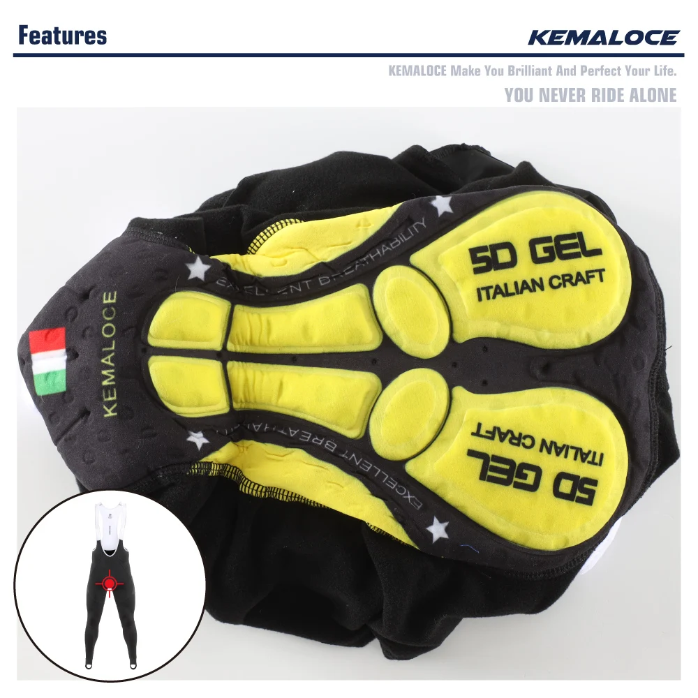KEMALOCE Men Cycling Bib Pants Winter Quick Dry Blue/Black/Grey Gel Pad Fleece Thermal MTB Bike Pants High End Long Bib Tights