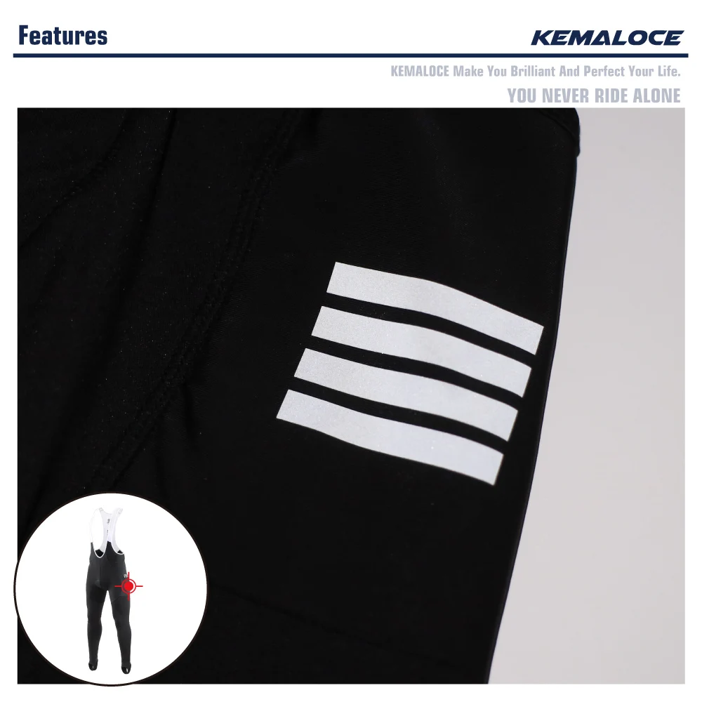 KEMALOCE Men Cycling Bib Pants Winter Quick Dry Blue/Black/Grey Gel Pad Fleece Thermal MTB Bike Pants High End Long Bib Tights
