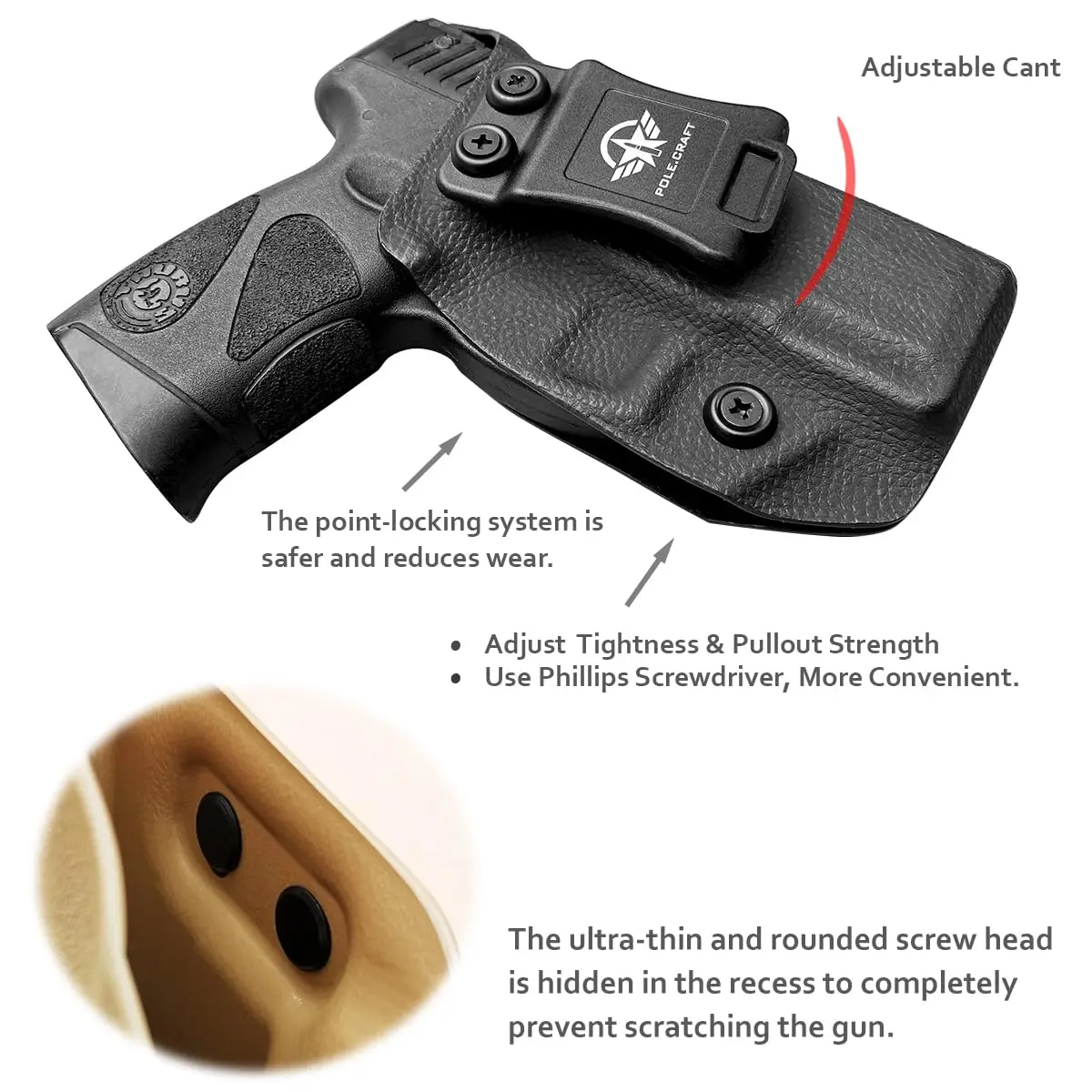 Taurus G3C Holster, Taurus G2C Holster IWB Dermatoglyph Kydex Holster for Taurus G3C 9mm / G2C 9mm G2S / Millennium PT111 G2