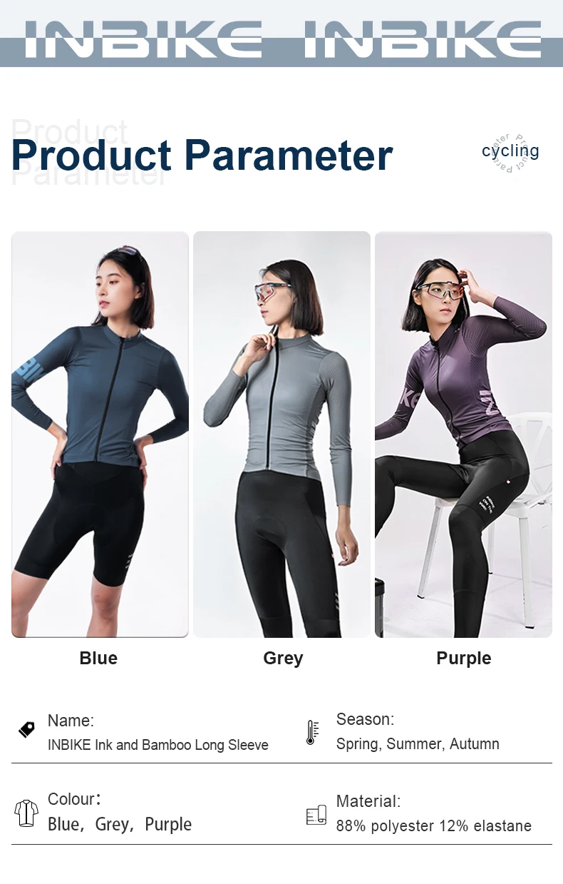 INBIKE Women's Long Sleeve Jersey MTB Cycling Jersey Spring Autumn Biking Clothing Slim Top Shirts for Riding Road Bike Clothes